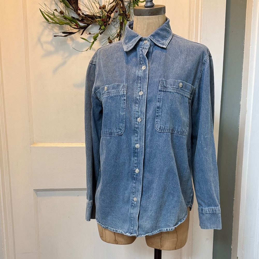 Love Notes Blue denim Button Down Shirt